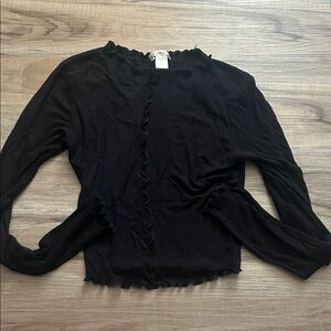 Bozzolo Black Long Sleeve Ruffle Top